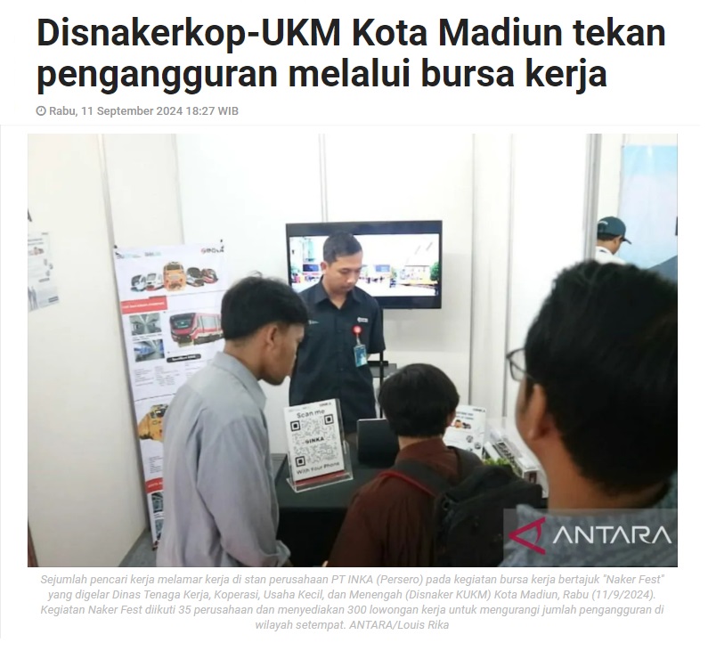 Disnakerkop-UKM Kota Madiun tekan pengangguran melalui bursa kerja