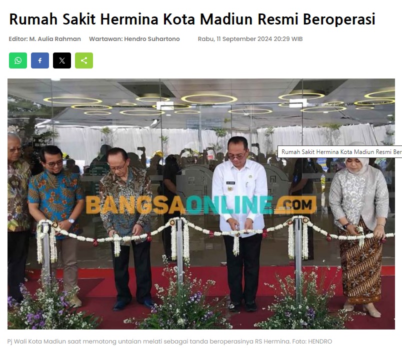 Rumah Sakit Hermina Kota Madiun Resmi Beroperasi