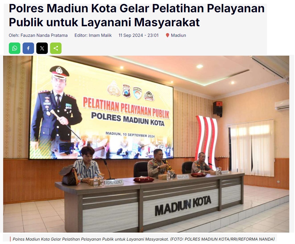 Polres Madiun Kota Gelar Pelatihan Pelayanan Publik untuk Layanani Masyarakat
