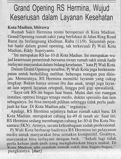 Grand Opening RS Hermina, Wujud Keseriusan dalam Layanan Kesehatan