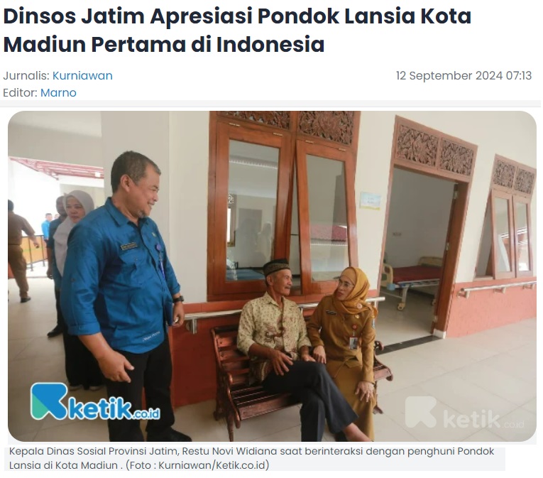 Dinsos Jatim Apresiasi Pondok Lansia Kota Madiun Pertama di Indonesia