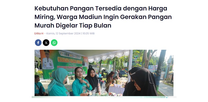 Kebutuhan Pangan Tersedia dengan Harga Miring, Warga Madiun Ingin Gerakan Pangan Murah Digelar Tiap Bulan