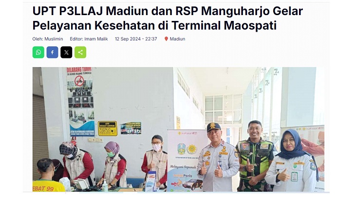 UPT P3LLAJ Madiun dan RSP Manguharjo Gelar Pelayanan Kesehatan di Terminal Maospati
