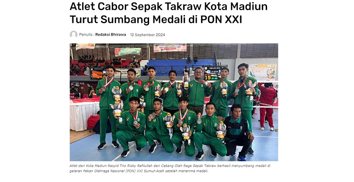 Atlet Cabor Sepak Takraw Kota Madiun Turut Sumbang Medali di PON XXI
