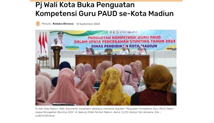Pj Wali Kota Buka Penguatan Kompetensi Guru PAUD se-Kota Madiun