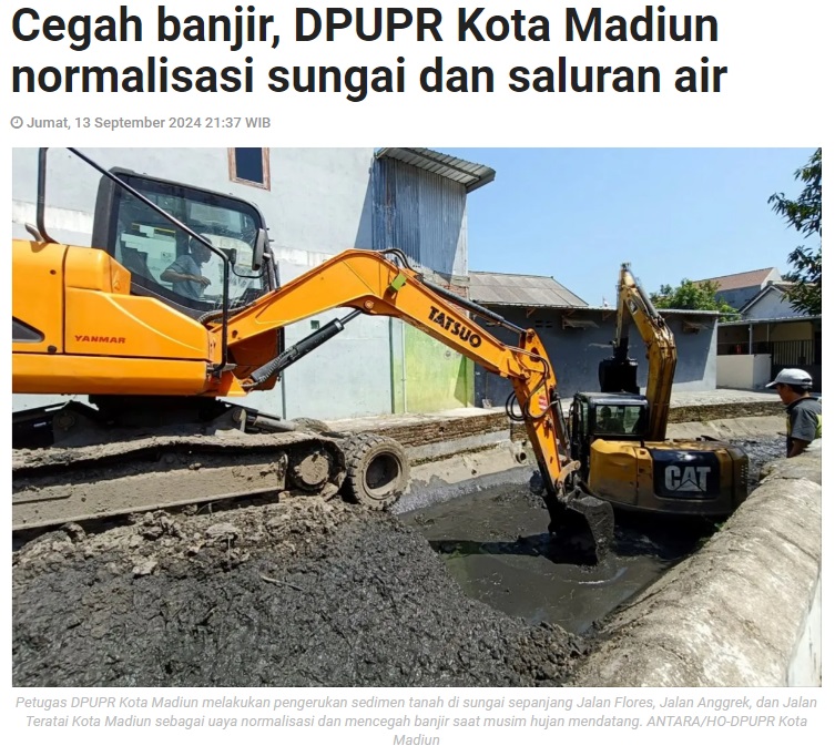 Cegah banjir, DPUPR Kota Madiun normalisasi sungai dan saluran air