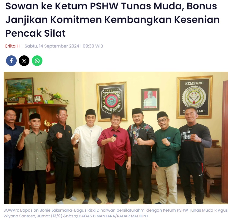 Sowan ke Ketum PSHW Tunas Muda, Bonus Janjikan Komitmen Kembangkan Kesenian Pencak Silat