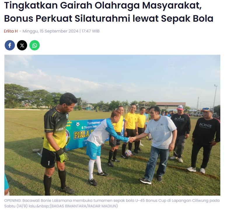 Tingkatkan Gairah Olahraga Masyarakat, Bonus Perkuat Silaturahmi lewat Sepak Bola