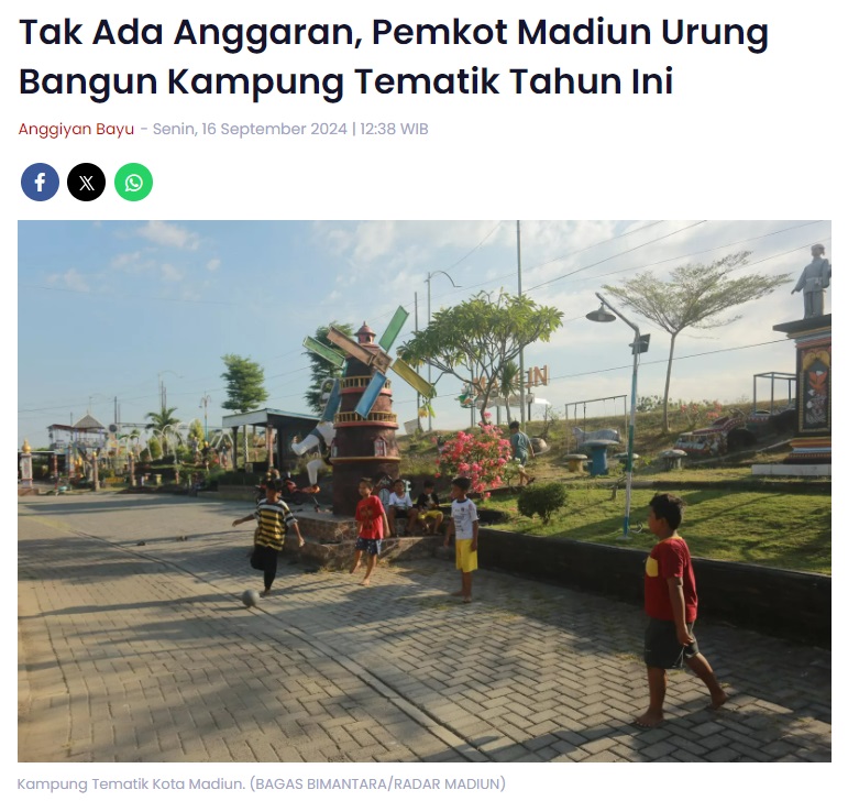 Tak Ada Anggaran, Pemkot Madiun Urung Bangun Kampung Tematik Tahun Ini