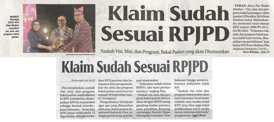 Klaim Sudah Sesuai RPJPD, Naskah, Visi, Misi, dan Program, Bakal Paslon yang akan Diumumkan