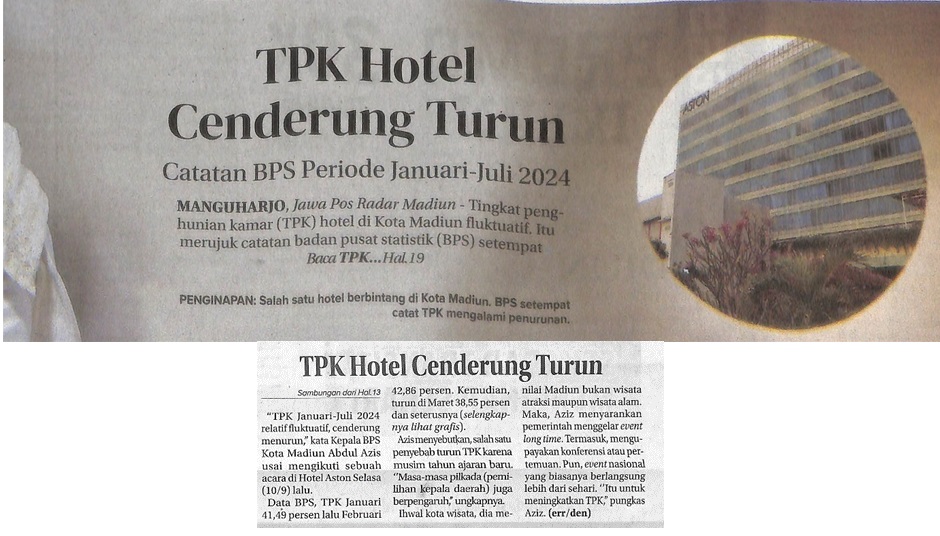 TPK Hotel Cenderung Turun, Catatan BPS Periode Januari-Juli 2024