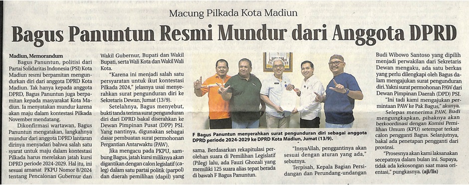 Bagus Panuntun Resmi Mundur dari Anggota DPRD