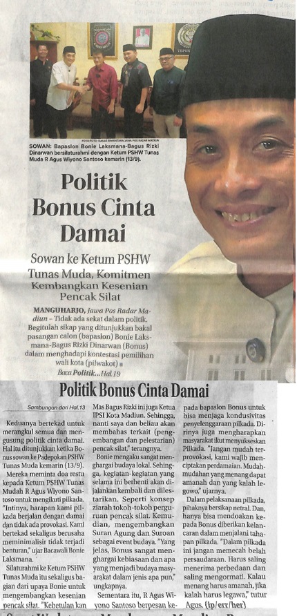 Politik Bonus Cinta Damai, Sowan ke Ketum PSHW Tunas Muda, Komitmen Kembangkan Kesenian Pencak Silat