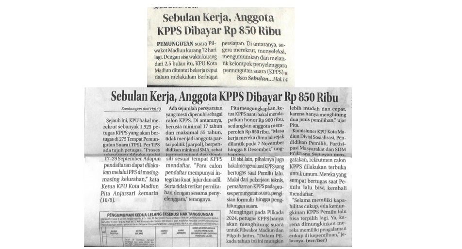 Sebulan Kerja, Anggota KPPS Dibayar Rp 850 Ribu