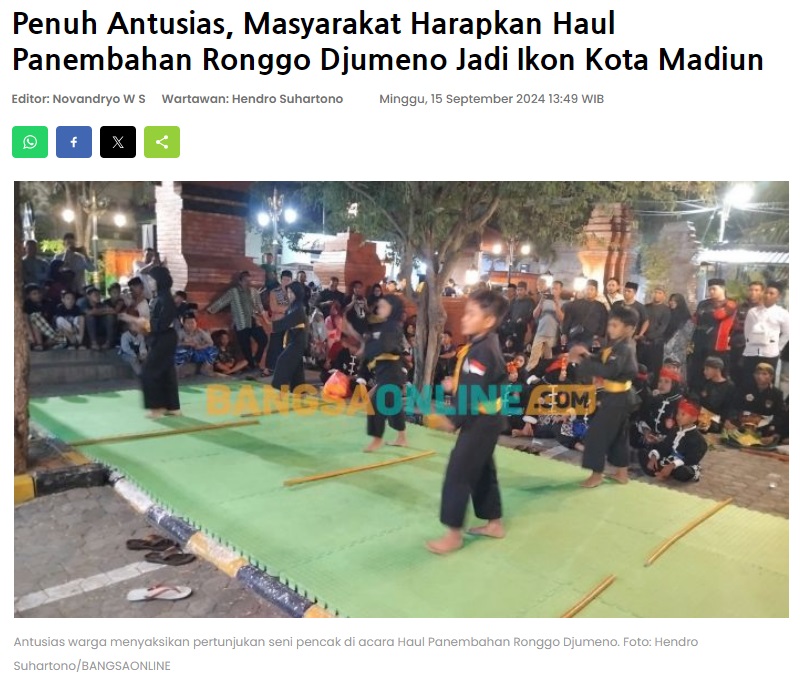 Penuh Antusias, Masyarakat Harapkan Haul Panembahan Ronggo Djumeno Jadi Ikon Kota Madiun