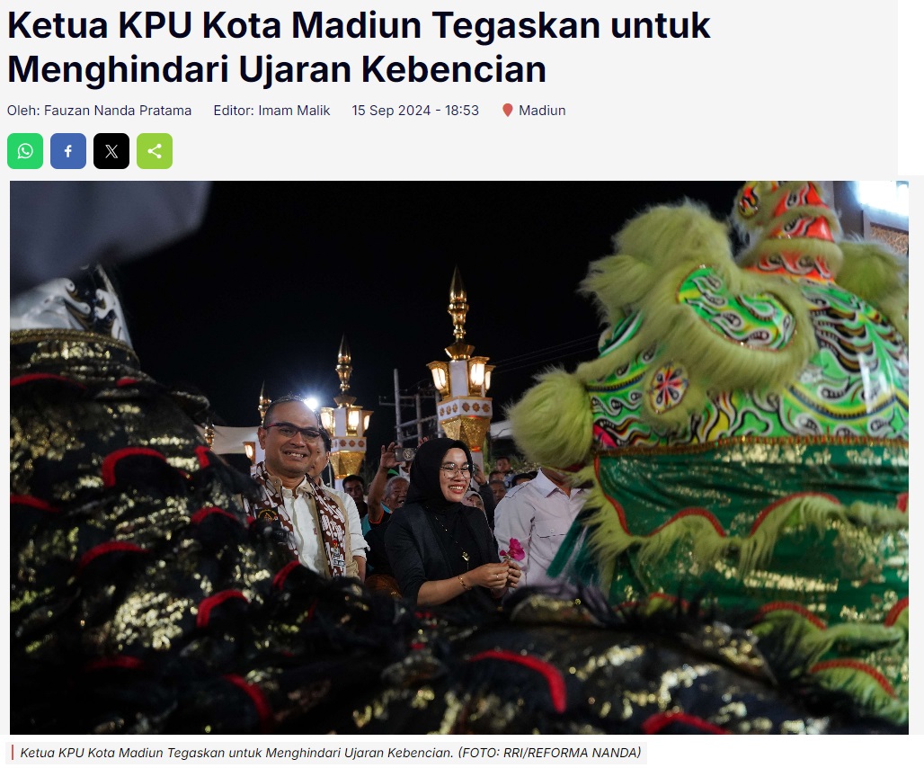 Ketua KPU Kota Madiun Tegaskan untuk Menghindari Ujaran Kebencian