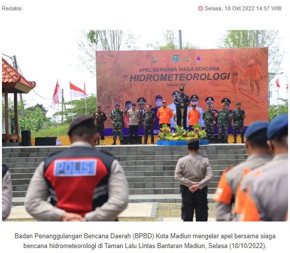 Antisipasi Bencana, BPBD Kota Madiun Gelar Apel Bersama