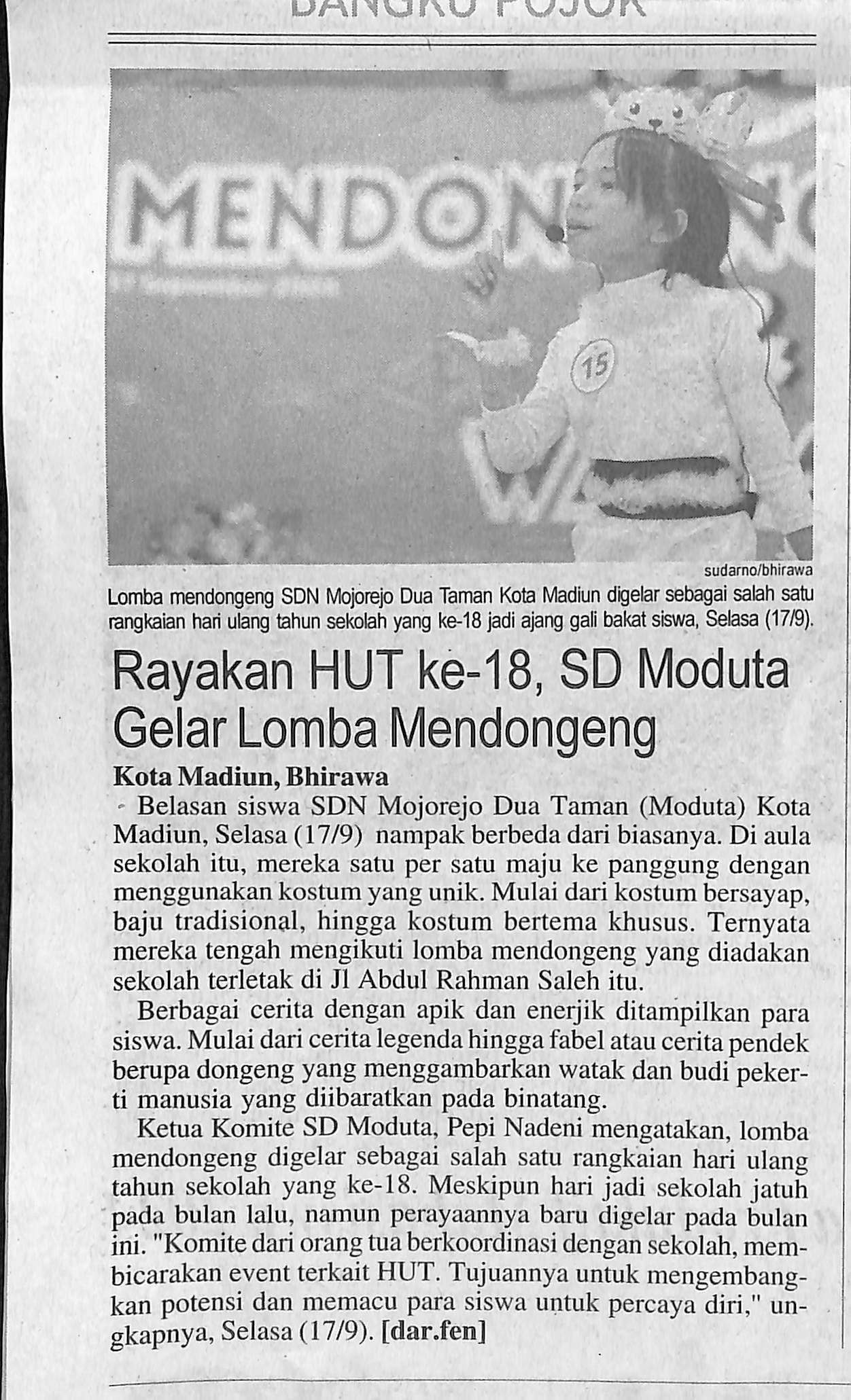 Rayakan HUT ke-18, SD Moduta Gelar Lomba Mendongeng