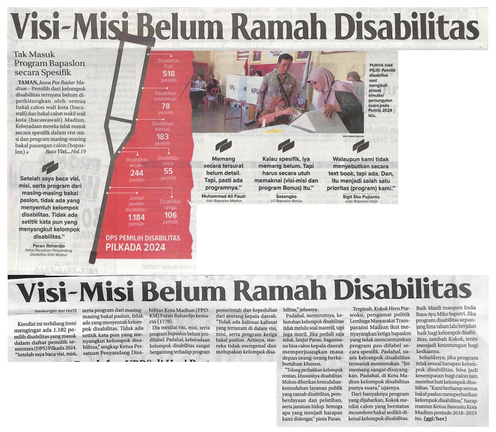 Visi-Misi Belum Ramah Disabilitas