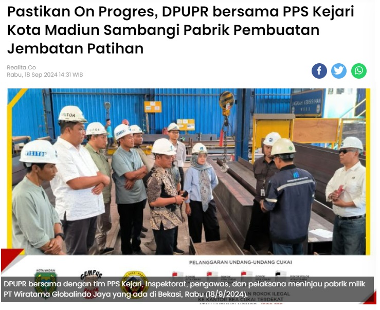 Pastikan On Progres, DPUPR bersama PPS Kejari Kota Madiun Sambangi Pabrik Pembuatan Jembatan Patihan