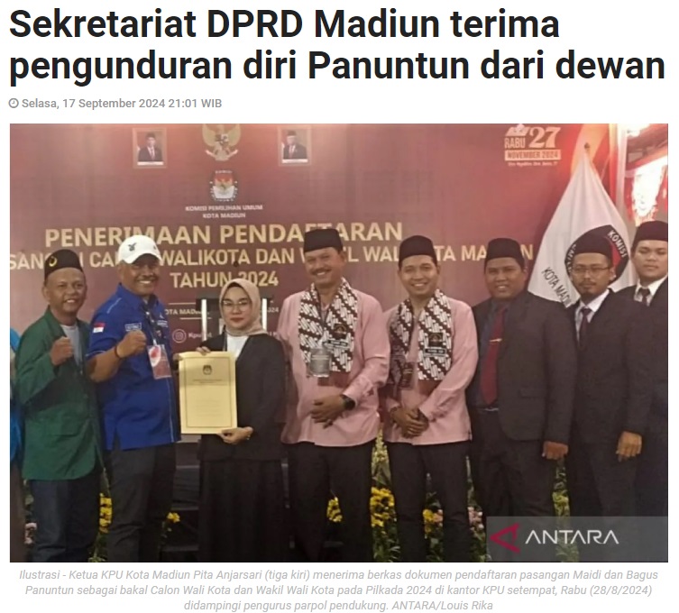 Sekretariat DPRD Madiun terima pengunduran diri Panuntun dari dewan