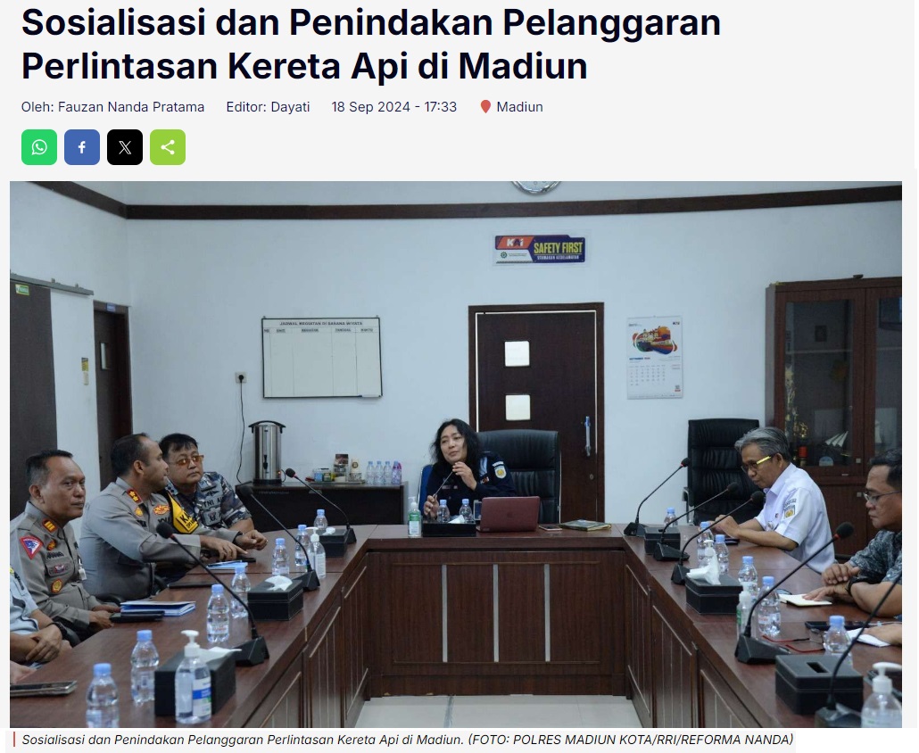 Sosialisasi dan Penindakan Pelanggaran Perlintasan Kereta Api di Madiun