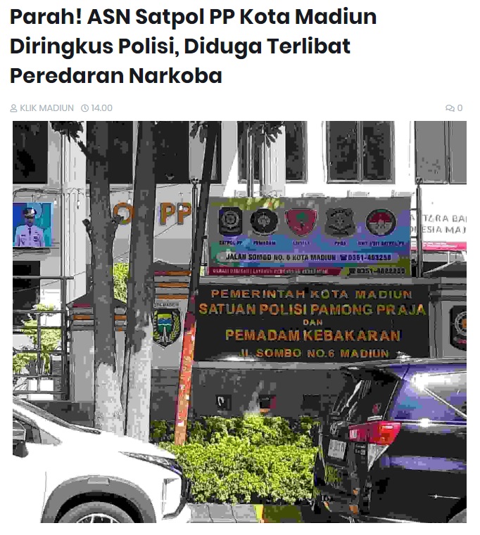 Parah! ASN Satpol PP Kota Madiun Diringkus Polisi, Diduga Terlibat Peredaran Narkoba