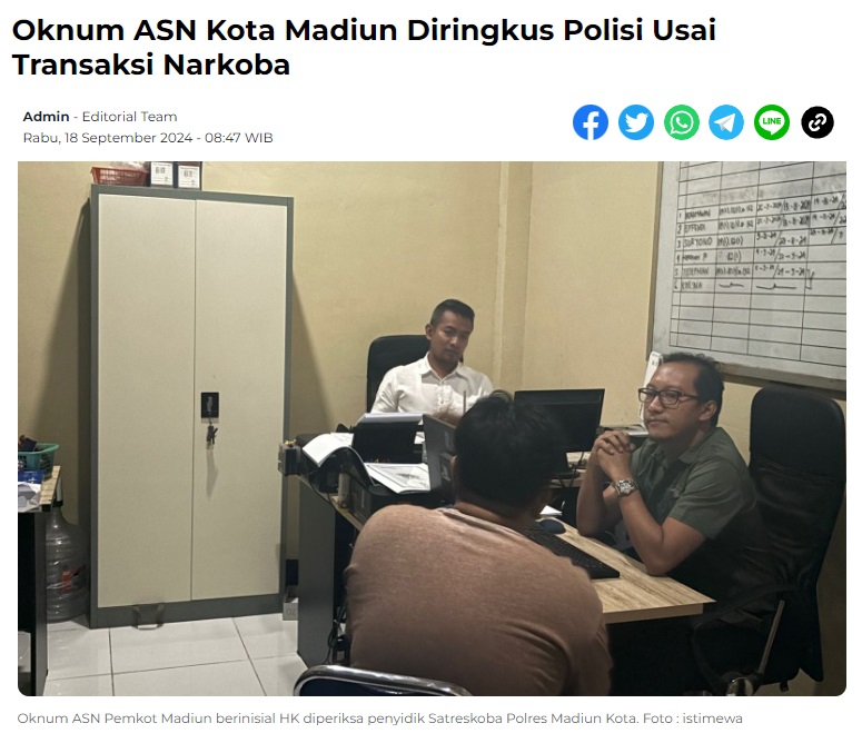 Oknum ASN Kota Madiun Diringkus Polisi Usai Transaksi Narkoba