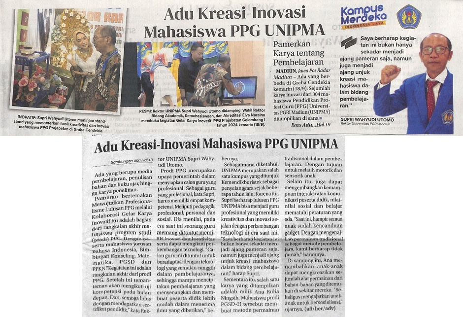 Adu Kreasi-Inovasi Mahasiswa PPG UNIPMA, Pamerkan Karya tentang Pembelajaran
