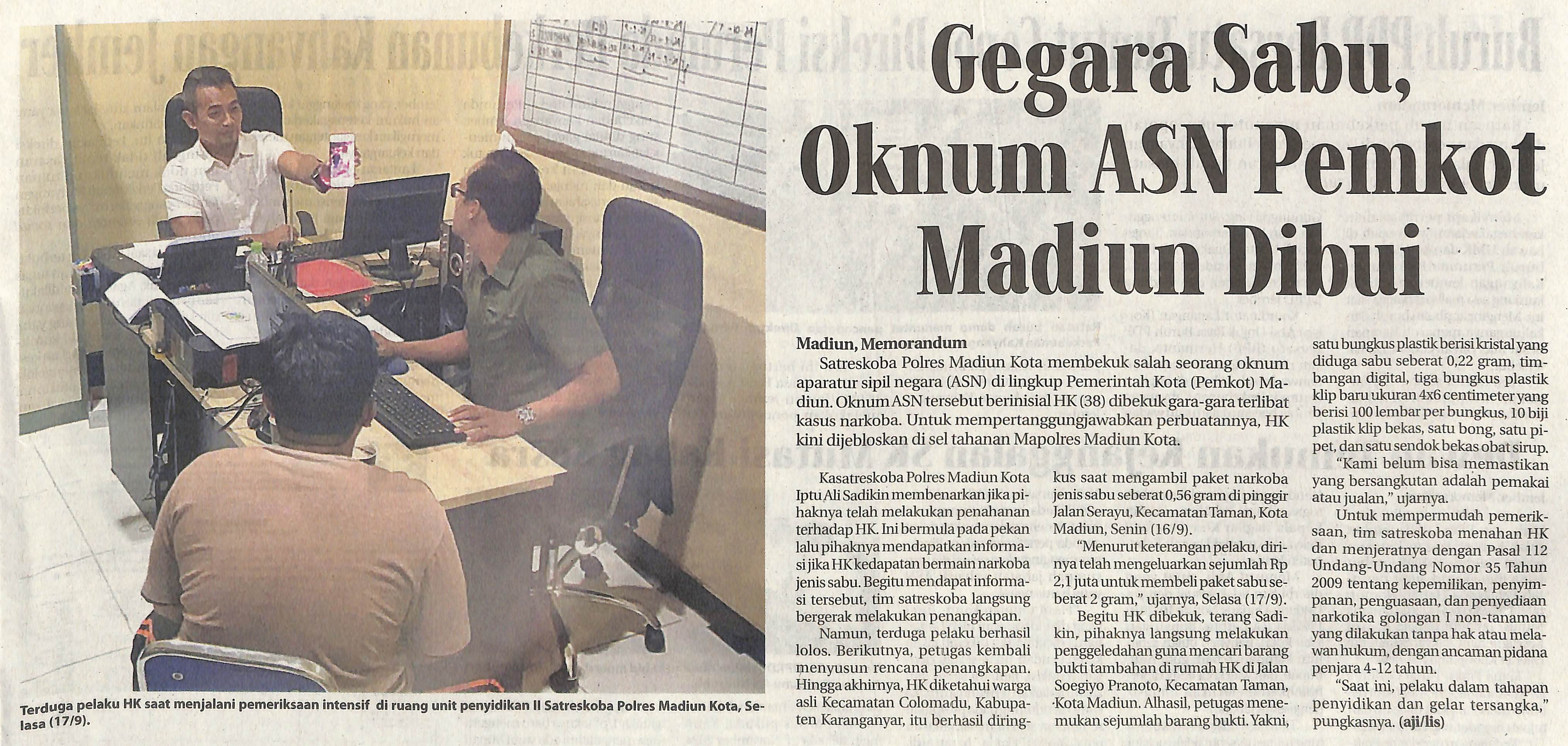 Gegara Sabu, Oknum ASN Pemkot Madiun Dibui