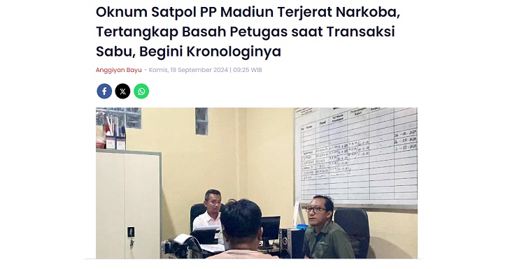 Oknum Satpol PP Madiun Terjerat Narkoba, Tertangkap Basah Petugas saat Transaksi Sabu, Begini Kronologinya