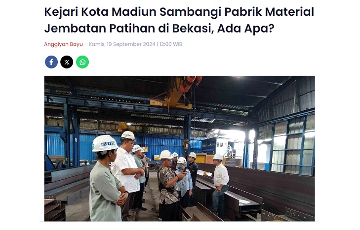 Kejari Kota Madiun Sambangi Pabrik Material Jembatan Patihan di Bekasi, Ada Apa?