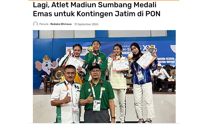 Lagi, Atlet Madiun Sumbang Medali Emas untuk Kontingen Jatim di PON