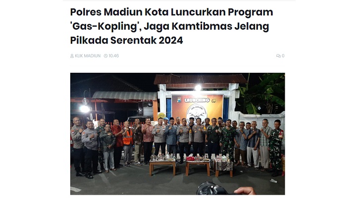 Polres Madiun Kota Luncurkan Program 'Gas-Kopling', Jaga Kamtibmas Jelang Pilkada Serentak 2024