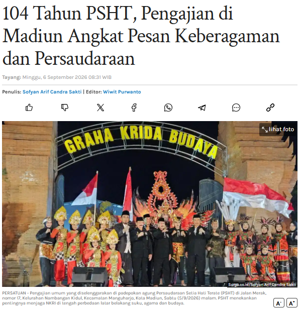 104 Tahun PSHT, Pengajian di Madiun Angkat Pesan Keberagaman dan Persaudaraan