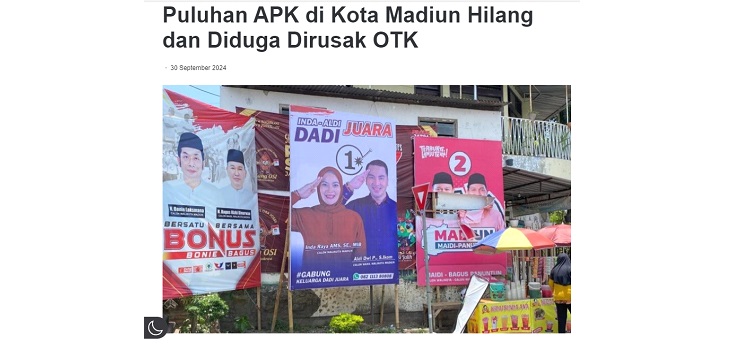 Puluhan APK di Kota Madiun Hilang dan Diduga Dirusak OTK