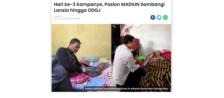 Hari ke-3 Kampanye, Paslon MADIUN Sambangi Lansia hingga ODGJ