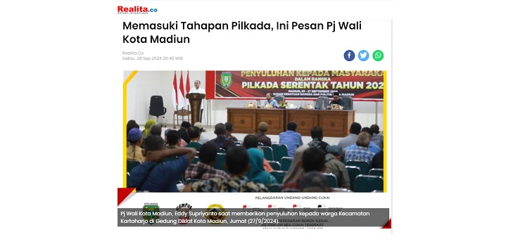 Memasuki Tahapan Pilkada, Ini Pesan Pj Wali Kota Madiun