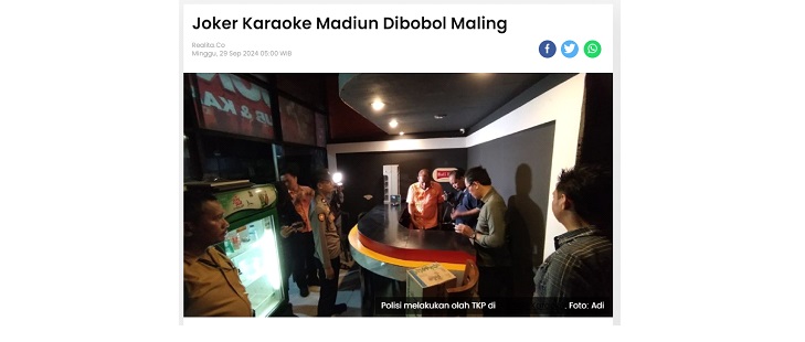 Joker Karaoke Madiun Dibobol Maling