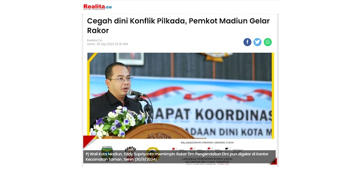 Cegah dini Konflik Pilkada, Pemkot Madiun Gelar Rakor