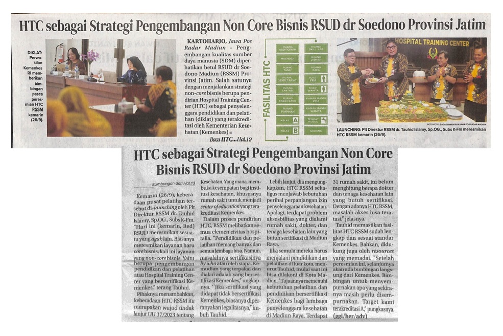 HTC sebagai Strategi Pengembangan Non Core Bisnis RSUD dr Soedono Provinsi Jatim