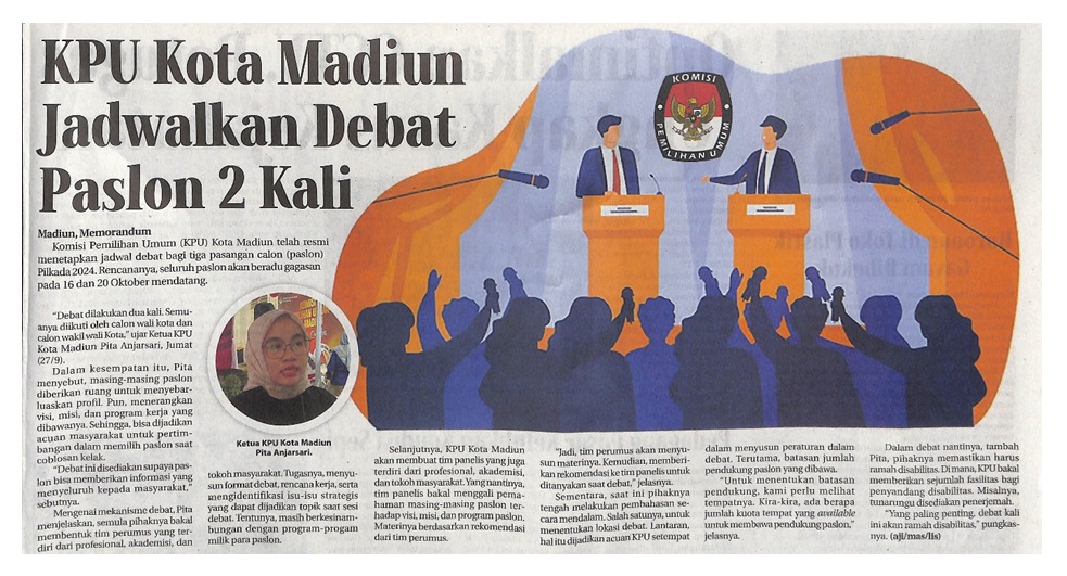 KPU Kota Madiun Jadwalkan Debat Paslon 2 Kali