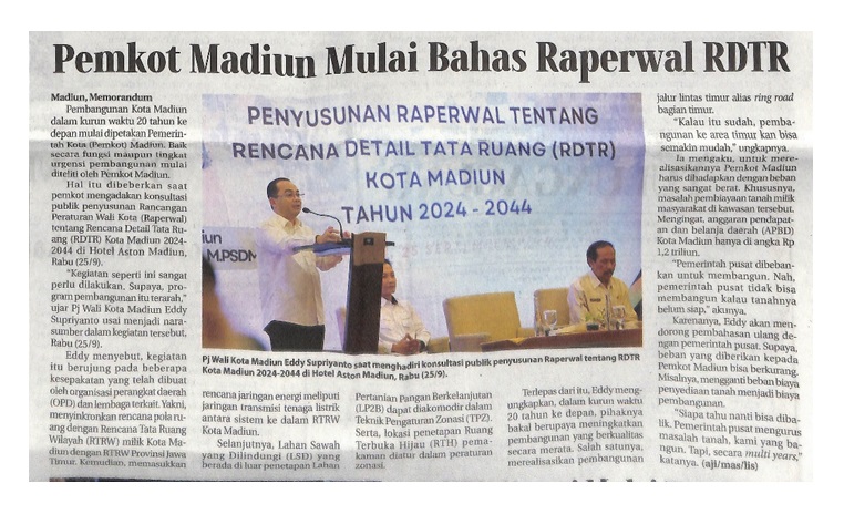 Pemkot Madiun Mulai Bahas Raperwal RDTR