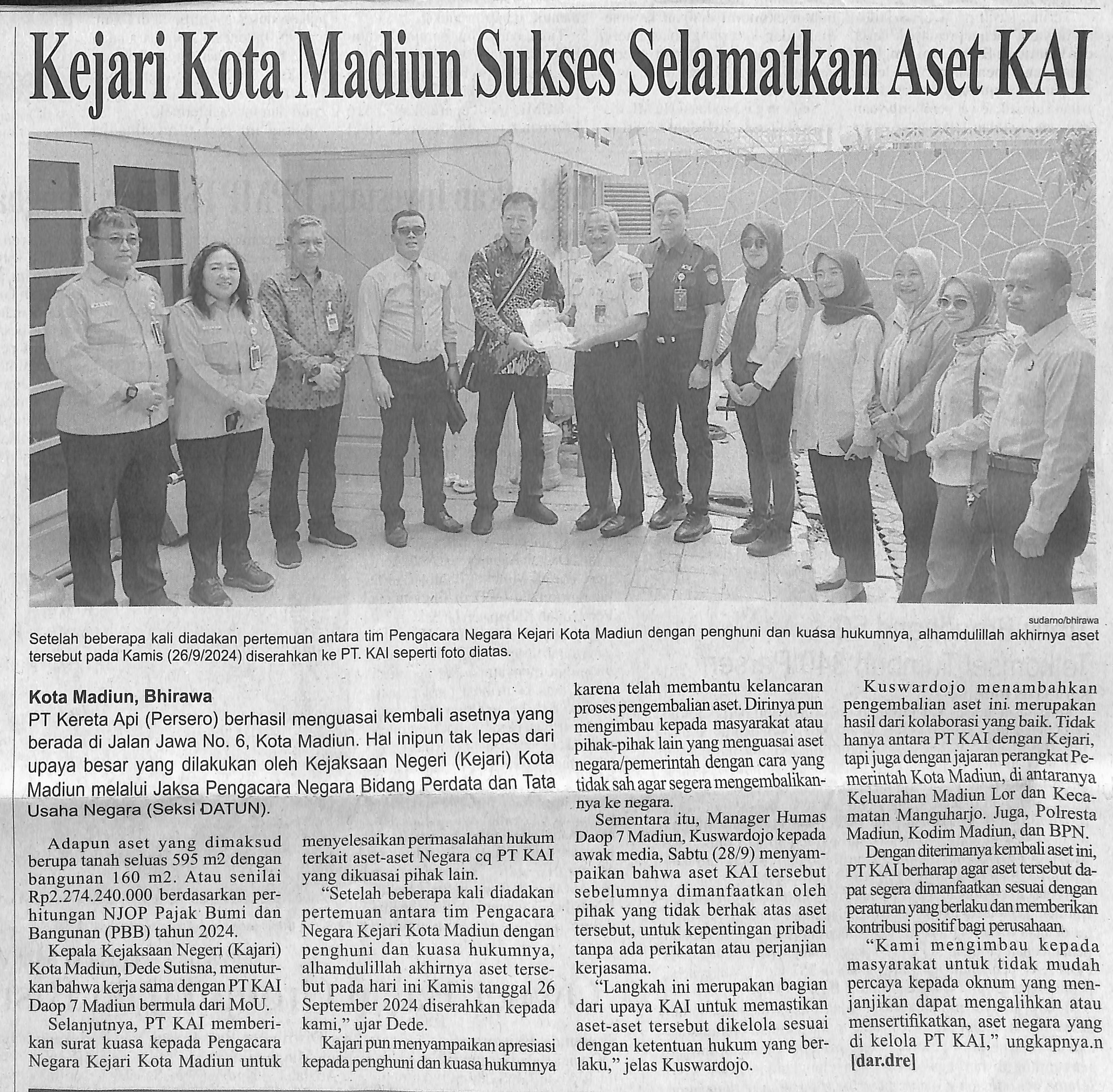 Kejari Kota Madiun Sukses Selamatkan Aset KAI