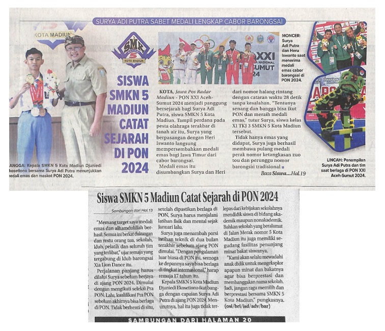Siswa SMKN 5 Madiun Catat Sejarah di PON 2024