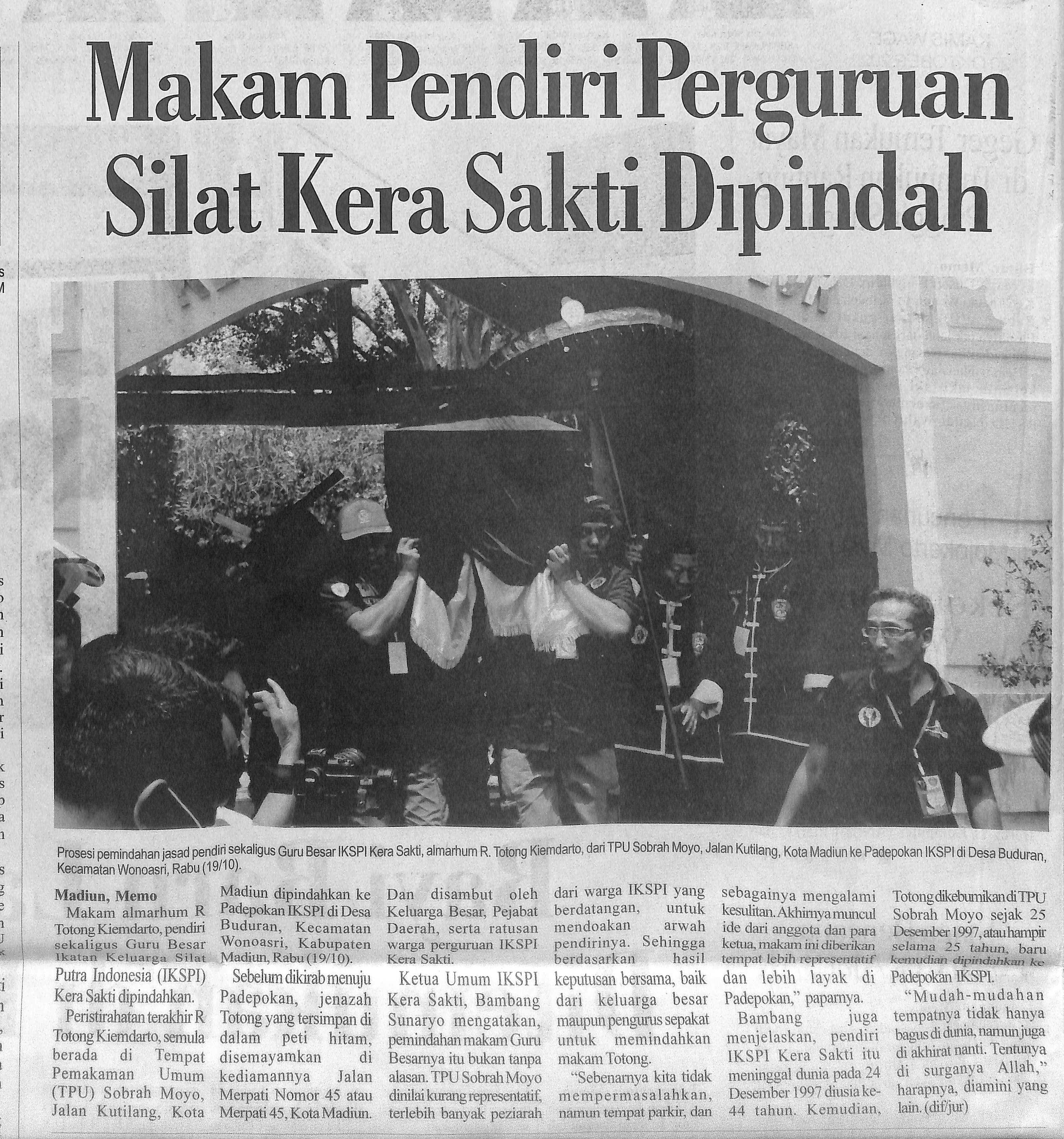 Makam Pendiri Perguruan Silat Kera Sakti Dipindah