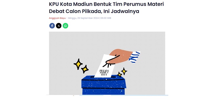 KPU Kota Madiun Bentuk Tim Perumus Materi Debat Calon Pilkada, Ini Jadwalnya