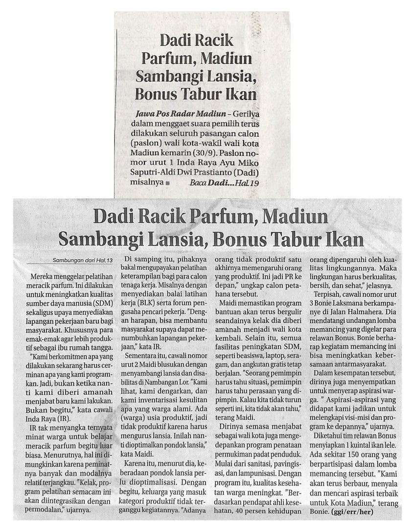 Dadi Racik Parfum, Madiun Sambangi Lansia, Bonus Tabur Ikan