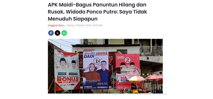 APK Maidi-Bagus Panuntun Hilang dan Rusak, Widodo Ponco Putro: Saya Tidak Menuduh Siapapun