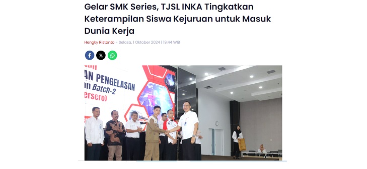 Gelar SMK Series, TJSL INKA Tingkatkan Keterampilan Siswa Kejuruan untuk Masuk Dunia Kerja